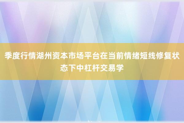 季度行情湖州资本市场平台在当前情绪短线修复状态下中杠杆交易学