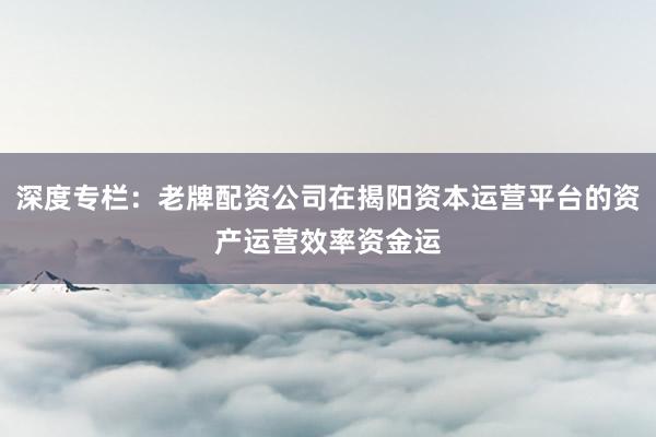 深度专栏：老牌配资公司在揭阳资本运营平台的资产运营效率资金运