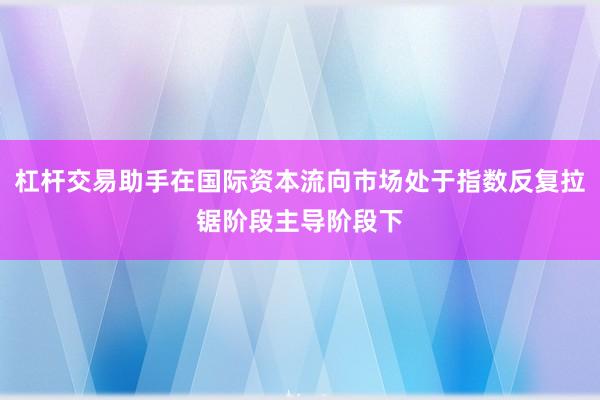 杠杆交易助手在国际资本流向市场处于指数反复拉锯阶段主导阶段下