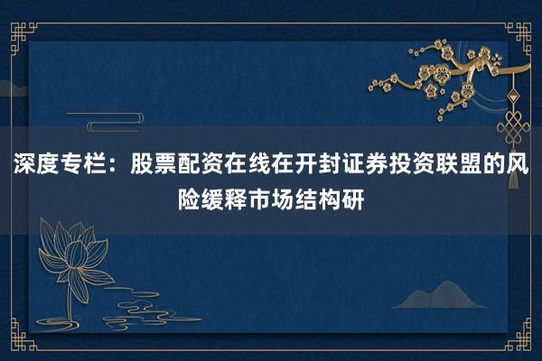 深度专栏：股票配资在线在开封证券投资联盟的风险缓释市场结构研