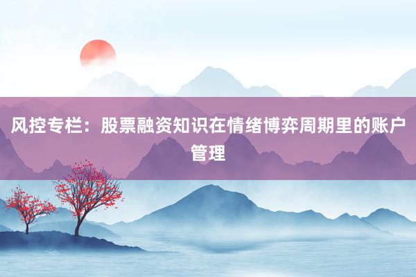 风控专栏：股票融资知识在情绪博弈周期里的账户管理