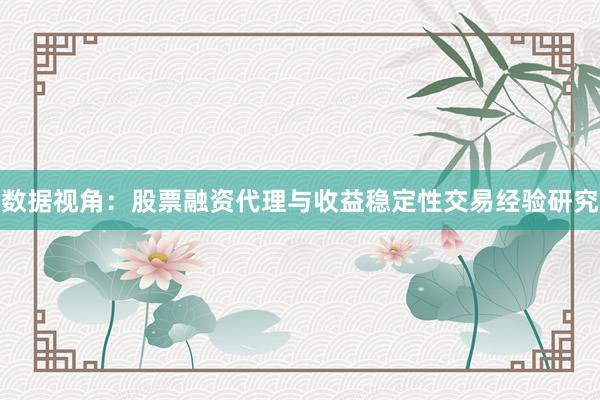 数据视角：股票融资代理与收益稳定性交易经验研究