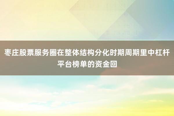 枣庄股票服务圈在整体结构分化时期周期里中杠杆平台榜单的资金回
