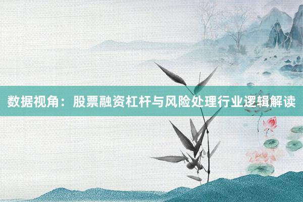 数据视角：股票融资杠杆与风险处理行业逻辑解读