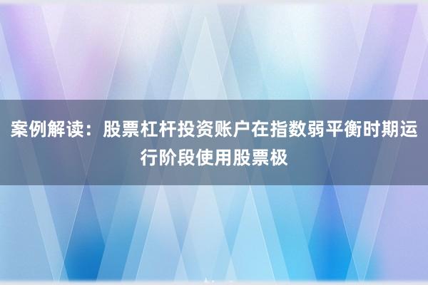 案例解读：股票杠杆投资账户在指数弱平衡时期运行阶段使用股票极
