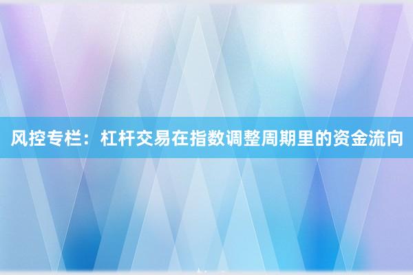 风控专栏:杠杆交易在指数调整周期里的资金流向