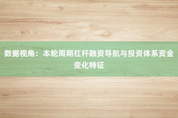 数据视角：本轮周期杠杆融资导航与投资体系资金变化特征
