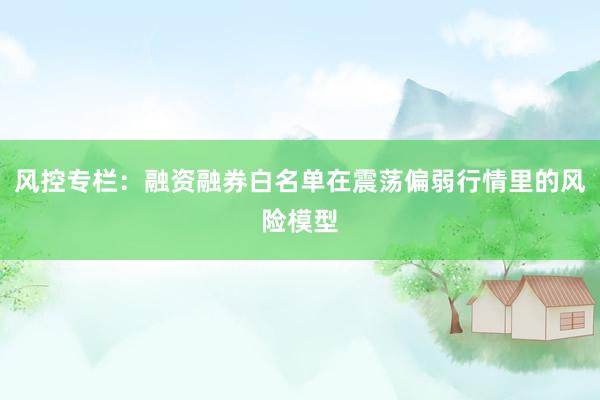 风控专栏：融资融券白名单在震荡偏弱行情里的风险模型