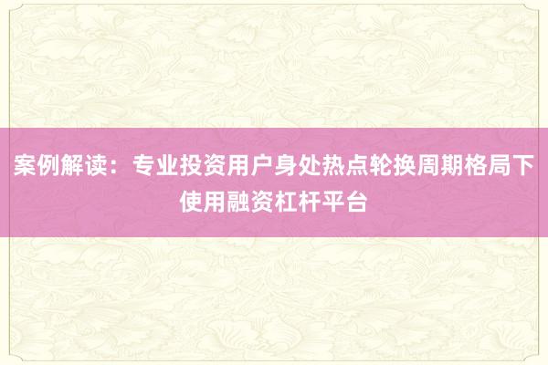 案例解读：专业投资用户身处热点轮换周期格局下使用融资杠杆平台