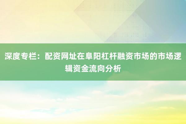 深度专栏：配资网址在阜阳杠杆融资市场的市场逻辑资金流向分析