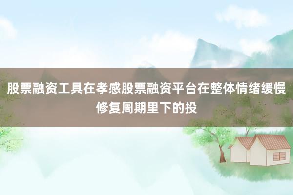 股票融资工具在孝感股票融资平台在整体情绪缓慢修复周期里下的投