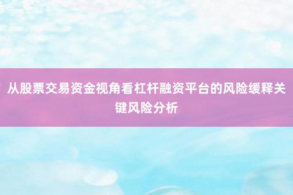 从股票交易资金视角看杠杆融资平台的风险缓释关键风险分析