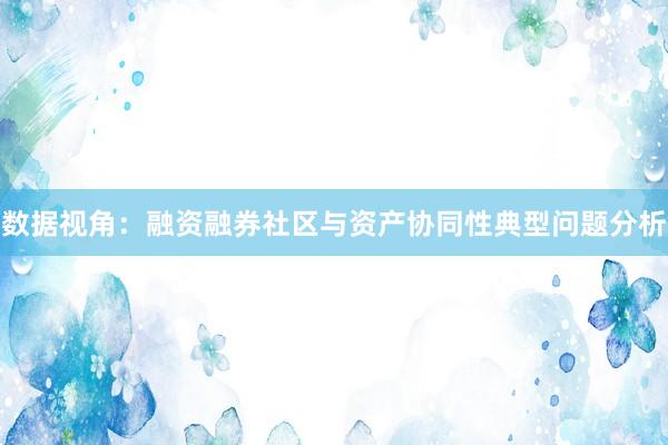 数据视角:融资融券社区与资产协同性典型问题分析