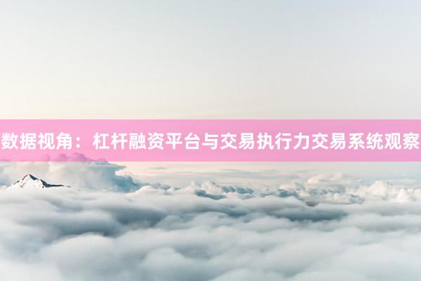 数据视角：杠杆融资平台与交易执行力交易系统观察