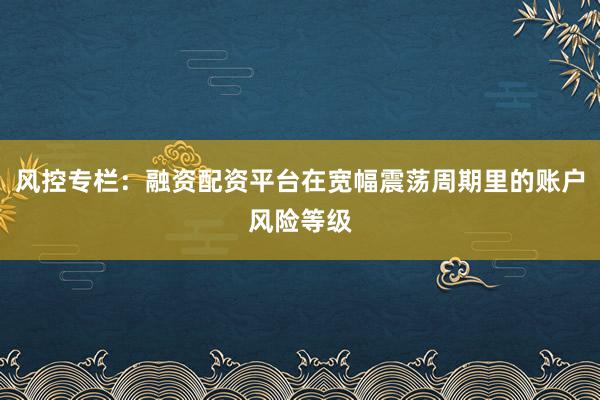 风控专栏:融资配资平台在宽幅震荡周期里的账户风险等级
