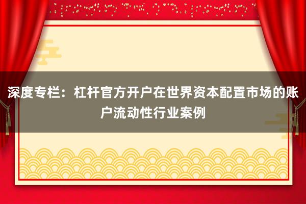 深度专栏：杠杆官方开户在世界资本配置市场的账户流动性行业案例
