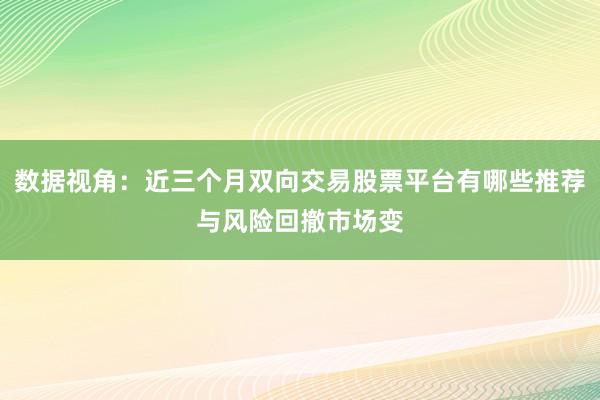 数据视角：近三个月双向交易股票平台有哪些推荐与风险回撤市场变