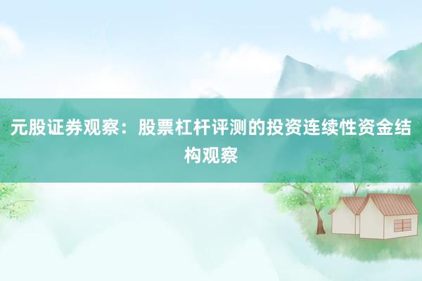 元股证券观察：股票杠杆评测的投资连续性资金结构观察