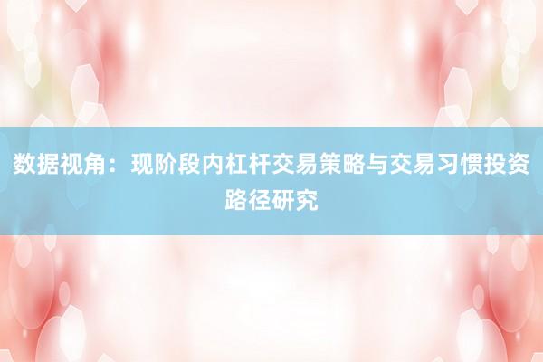 数据视角：现阶段内杠杆交易策略与交易习惯投资路径研究