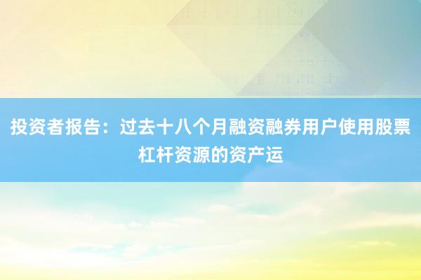 投资者报告：过去十八个月融资融券用户使用股票杠杆资源的资产运