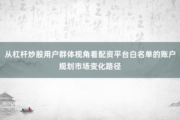 从杠杆炒股用户群体视角看配资平台白名单的账户规划市场变化路径