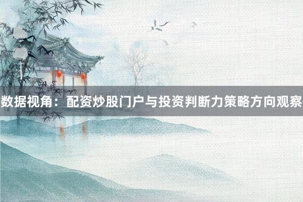 数据视角：配资炒股门户与投资判断力策略方向观察