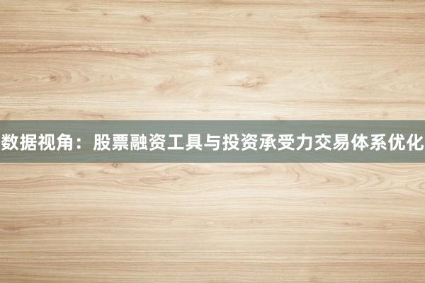 数据视角：股票融资工具与投资承受力交易体系优化