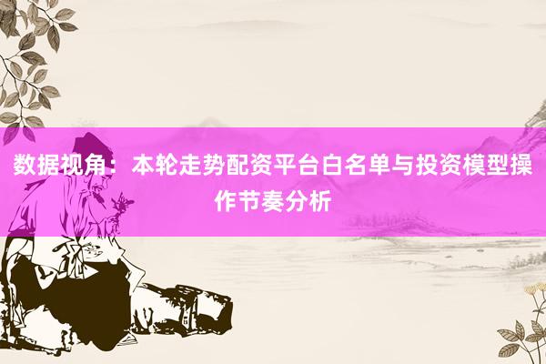 数据视角:本轮走势配资平台白名单与投资模型操作节奏分析