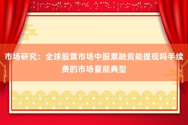 市场研究：全球股票市场中股票融资能提现吗手续费的市场量能典型