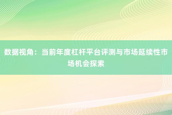数据视角：当前年度杠杆平台评测与市场延续性市场机会探索