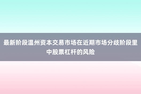 最新阶段温州资本交易市场在近期市场分歧阶段里中股票杠杆的风险