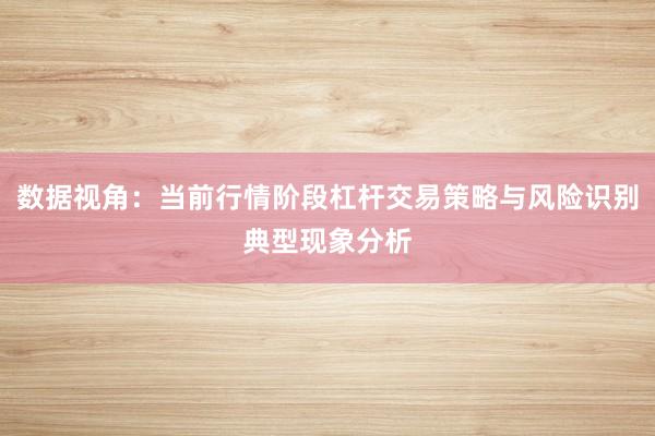 数据视角：当前行情阶段杠杆交易策略与风险识别典型现象分析