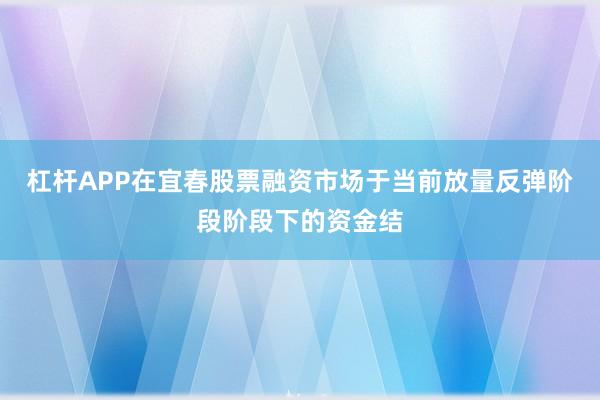 杠杆APP在宜春股票融资市场于当前放量反弹阶段阶段下的资金结