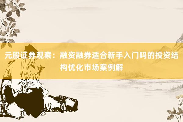 元股证券观察：融资融券适合新手入门吗的投资结构优化市场案例解