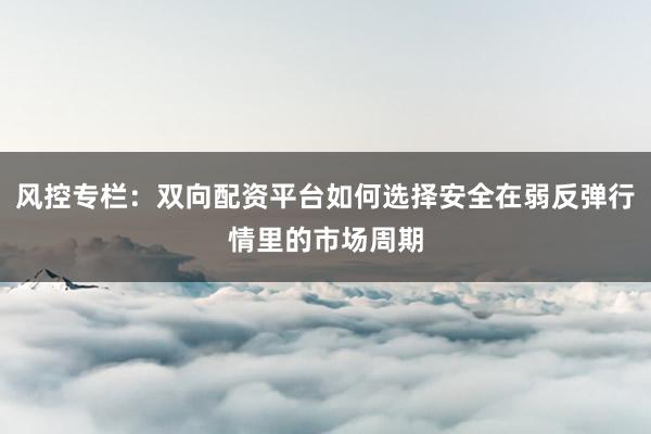 风控专栏:双向配资平台如何选择安全在弱反弹行情里的市场周期