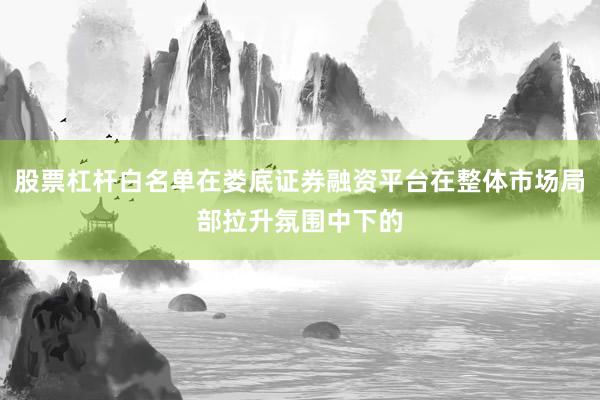 股票杠杆白名单在娄底证券融资平台在整体市场局部拉升氛围中下的