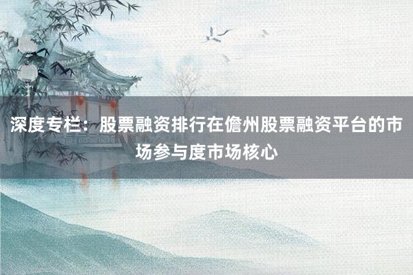 深度专栏：股票融资排行在儋州股票融资平台的市场参与度市场核心