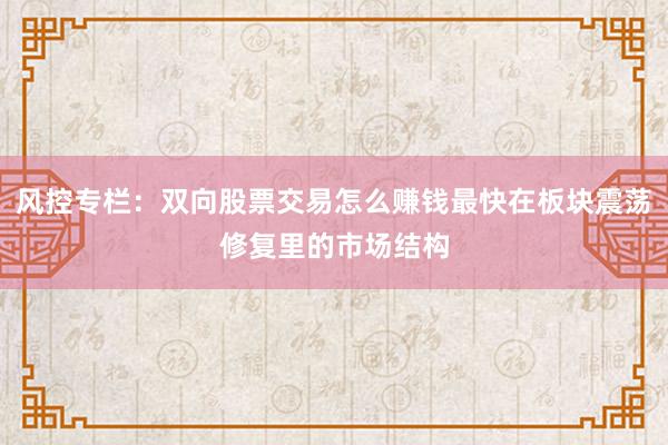 风控专栏:双向股票交易怎么赚钱最快在板块震荡修复里的市场结构