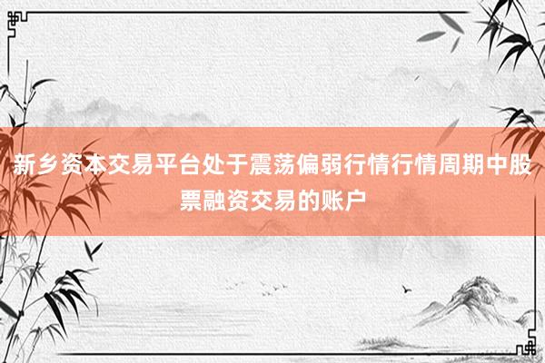 新乡资本交易平台处于震荡偏弱行情行情周期中股票融资交易的账户