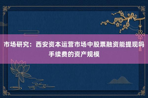 市场研究:西安资本运营市场中股票融资能提现吗手续费的资产规模
