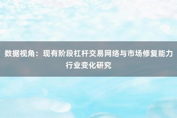 数据视角：现有阶段杠杆交易网络与市场修复能力行业变化研究