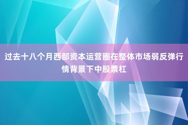 过去十八个月西部资本运营圈在整体市场弱反弹行情背景下中股票杠