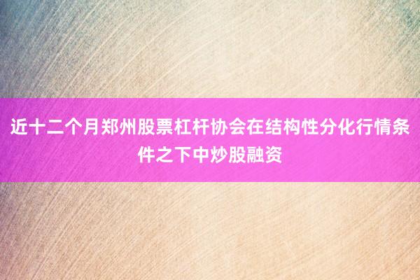 近十二个月郑州股票杠杆协会在结构性分化行情条件之下中炒股融资