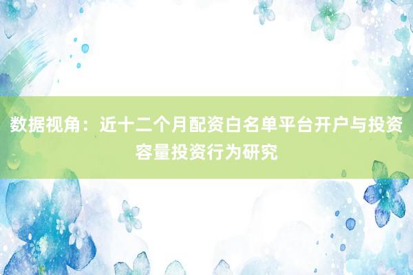 数据视角:近十二个月配资白名单平台开户与投资容量投资行为研究