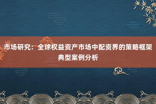 市场研究:全球权益资产市场中配资界的策略框架典型案例分析