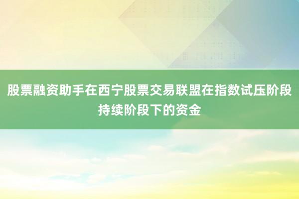 股票融资助手在西宁股票交易联盟在指数试压阶段持续阶段下的资金
