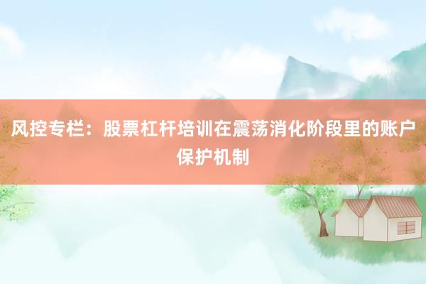 风控专栏:股票杠杆培训在震荡消化阶段里的账户保护机制