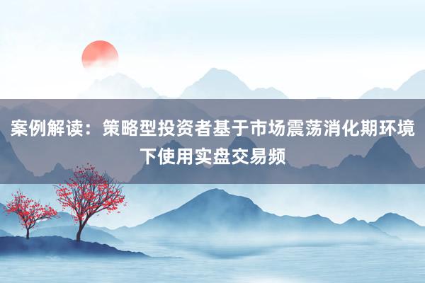 案例解读:策略型投资者基于市场震荡消化期环境下使用实盘交易频