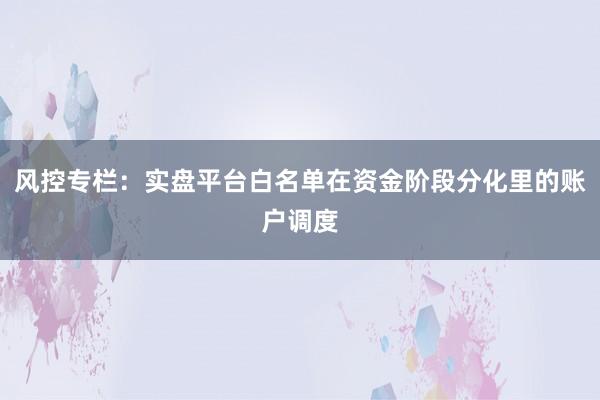 风控专栏：实盘平台白名单在资金阶段分化里的账户调度
