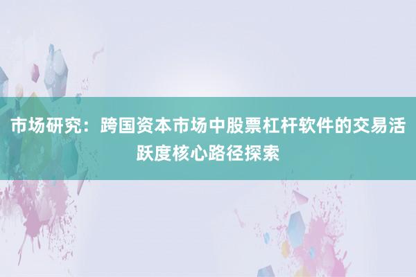 市场研究：跨国资本市场中股票杠杆软件的交易活跃度核心路径探索